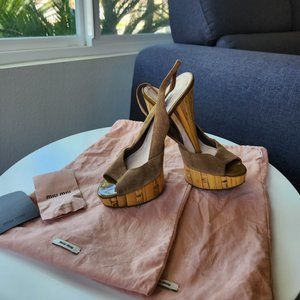 MIU MIU Suede Leather Nude Pumps 36.5/6.5